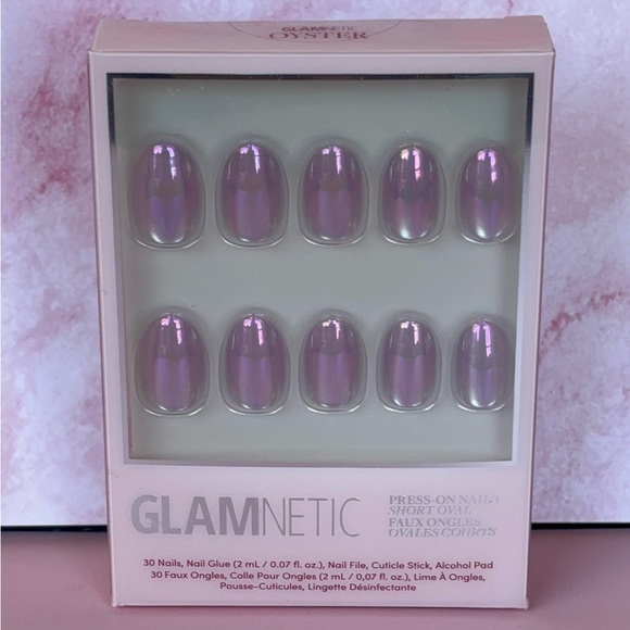 NWT Glamnetic Press on Nail Set Shimmering Shores Collection 30 Nails  Oyster - Picture 7 of 9